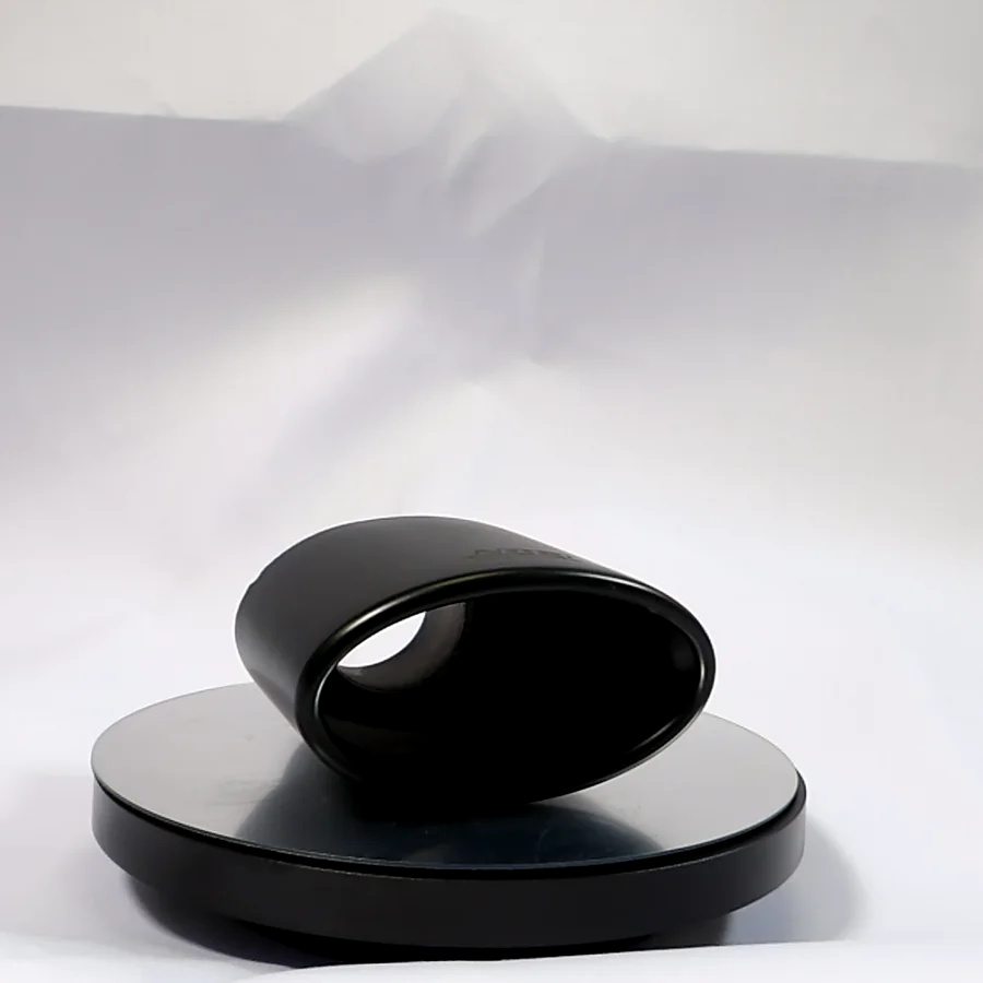 Single Black Oval Exhaust Tail Tip – 53mm Inlet, 195mm Length, Rolled Edge interactive 360 degree product view